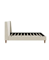Streamdale Furniture Modern Velvet Wingback Platform Bed, Queen Size