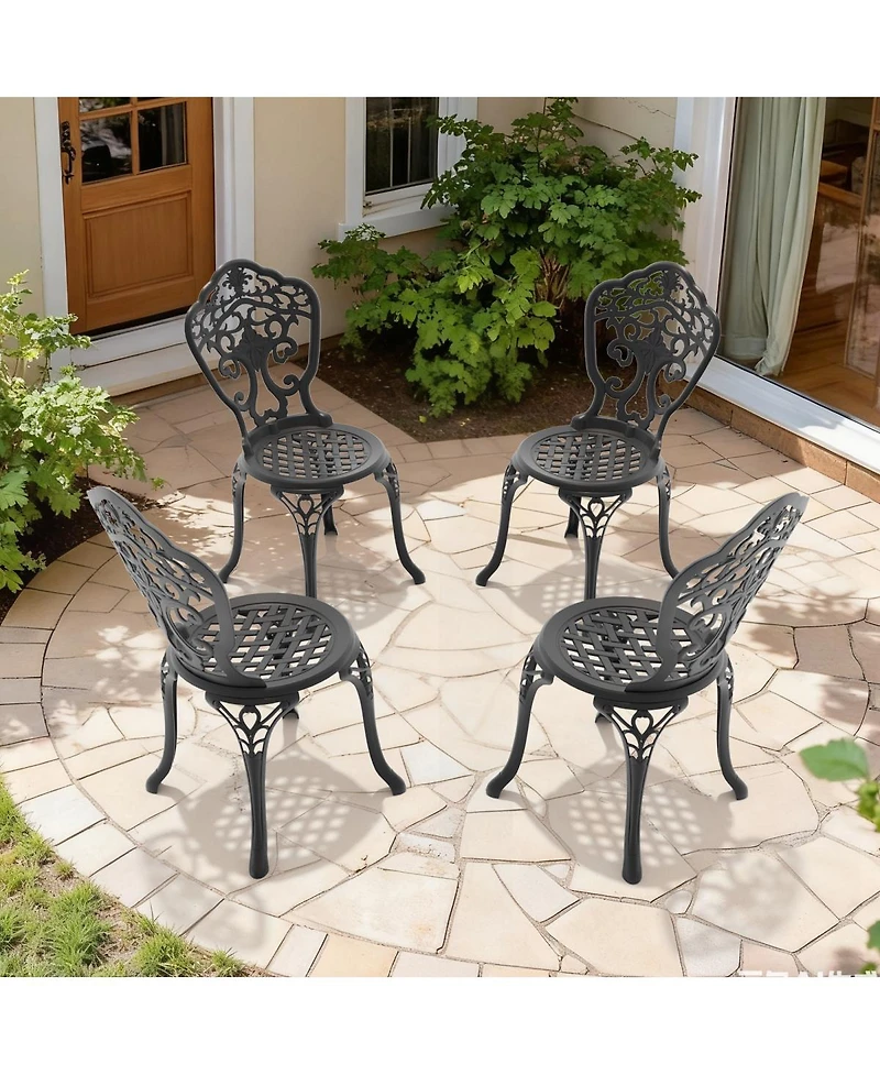 Streamdale Furniture Cast Aluminum Patio Dining Chair 4PCS With Frame
