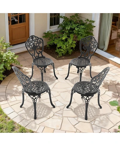 Streamdale Furniture Cast Aluminum Patio Dining Chair 4PCS With Frame
