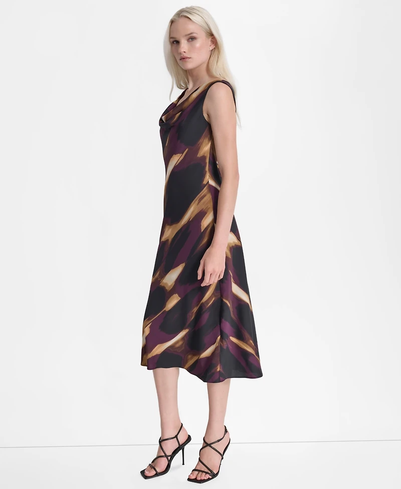 Dkny Petite Sleeveless Cowl Neck Midi Dress