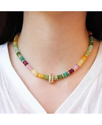 The Lovery Rainbow Bead Rondel Necklace 18K Gold Plated Over Brass