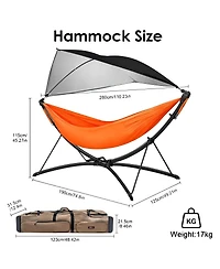 Streamdale Furniture Portable Outdoor Hammock with Quick-Fold Stand, Sunshade, and Storage Bag
