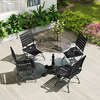 Streamdale Furniture Marble-Look Sintered Stone Square Bistro Table with Cast Iron Base