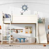 Streamdale Furniture Solid Wood Loft Bed with Storage, Wardrobe, and Slide