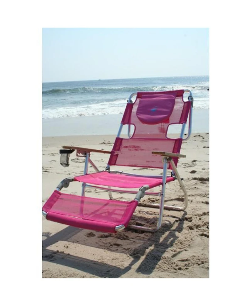 Ostrich The Altitude 3N1 High Back Outdoor Beach Lounge Chair w/Footrest, Pink