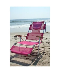 Ostrich The Altitude 3N1 High Back Outdoor Beach Lounge Chair w/Footrest, Pink