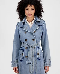 Steve Madden Women's Double-Breasted Denim Trench Coat