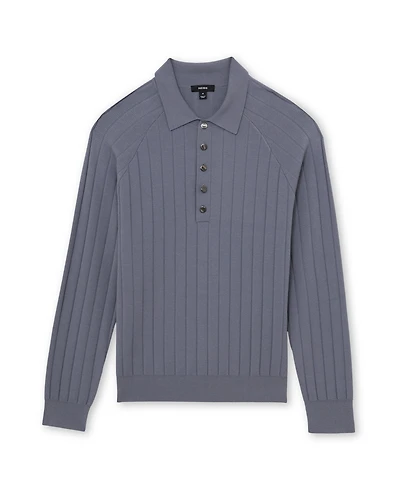 Reiss Men's Dillingham Wide-Ribbed Half-Button Polo Sweater