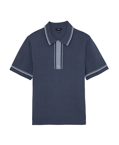 Reiss Men's Rothwell Tipped Half-Button Knitted Polo Shirt