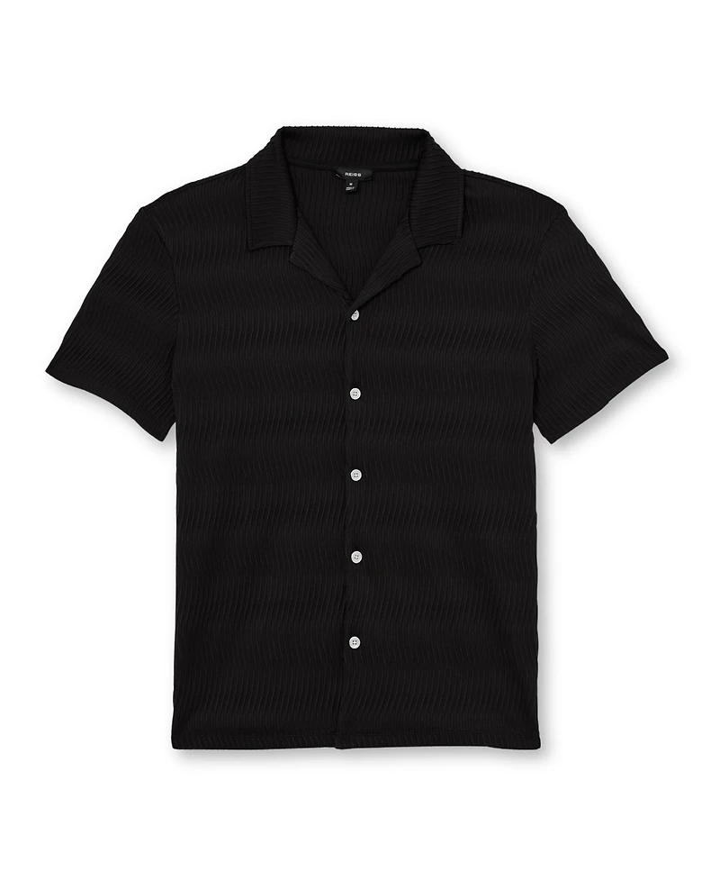 Reiss Men's Aleo Textured-Wave Cuban-Collar Shirt