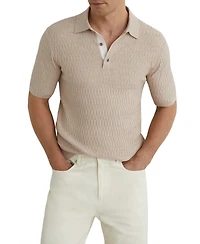 Reiss Men's Era Textured-Knit Half-Button Polo Shirt