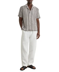 Reiss Men's Aetos Crochet Stripe Cuban-Collar Shirt