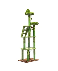 Streamdale Furniture 72in Cactus Cat Tree With Transparent Capsule, Scratching Posts And Perches