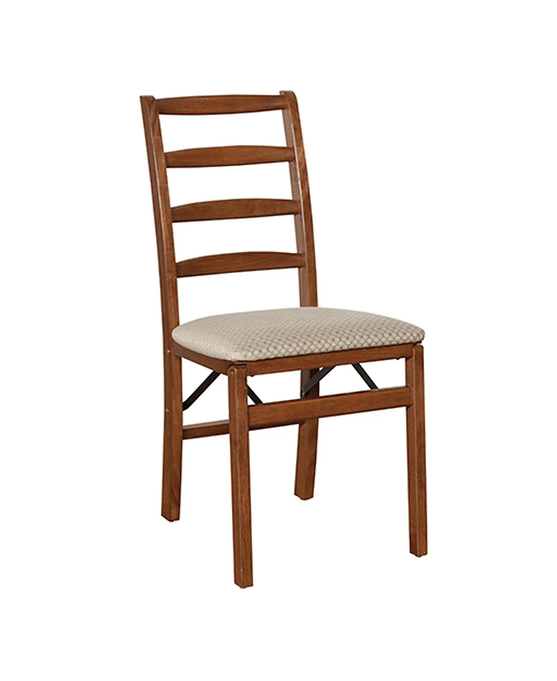 Meco Stakmore Shaker Ladderback Upholstered Seat Folding Chairs, Cherry (2 Pack)