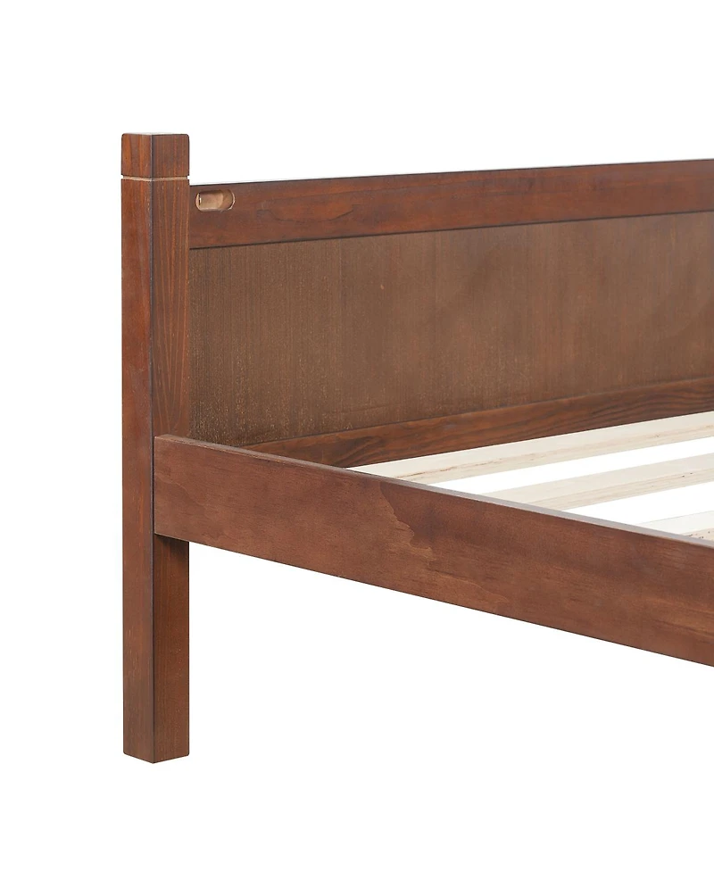 Streamdale Furniture Minimalist Queen Flat Panel Platform Bed with Wood Grain Finish