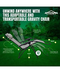 Caravan Sports Zero Gravity Outdoor Folding Camping Patio Lounge Chair, Gray