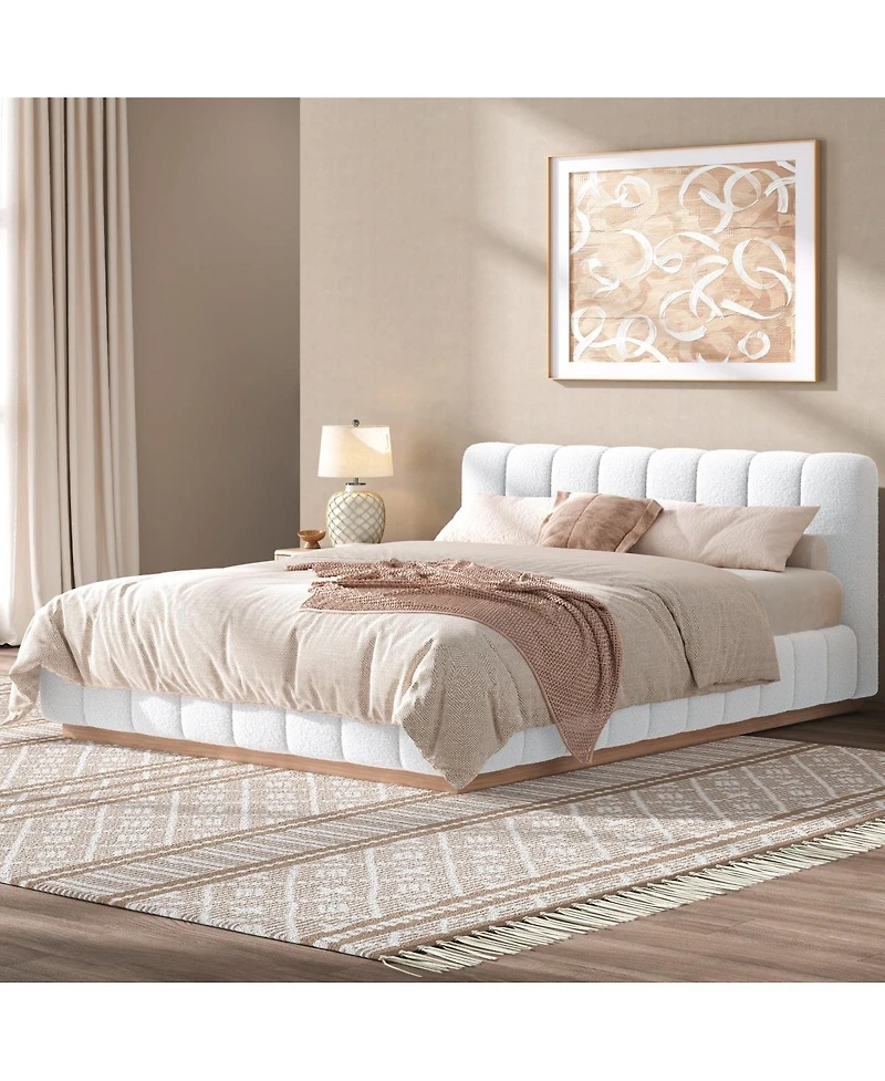 Streamdale Furniture Queen Size Boucle Upholstered Platform Bed Frame