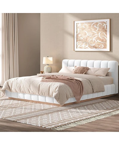 Streamdale Furniture Queen Size Boucle Upholstered Platform Bed Frame
