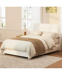 Streamdale Furniture Boucle Queen Bed Frame with Adjustable Curved Cloud Headboard