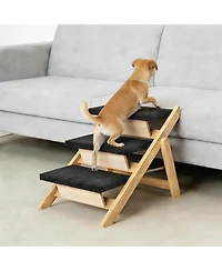 Streamdale Furniture 2-In-1 Foldable Wooden Pet Stairs And Ramp for Dogs And Cats, 3 Steps