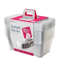 Life Story 6L Shoe and Closet Storage Box Stacking Containers, Clear (10 Pack)