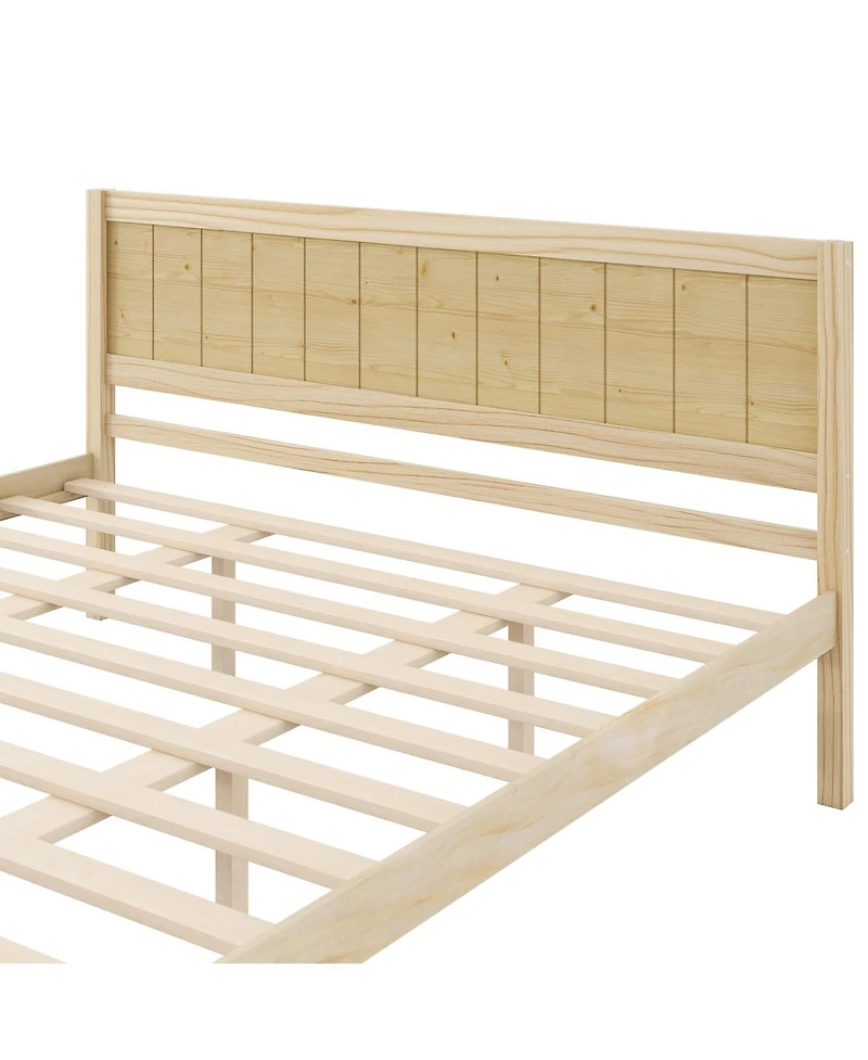 Streamdale Furniture King Wood Platform Bed Frame with Headboard, No Box Spring Needed