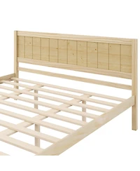 Streamdale Furniture King Wood Platform Bed Frame with Headboard, No Box Spring Needed