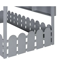 Streamdale Furniture Twin Montessori House Bed with Fence, Storage and Lights
