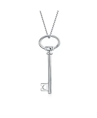 Bling Jewelry Romantic Key to My Heart Oval Key Pendant Necklace Large Plain ,925 Sterling Silver Gift