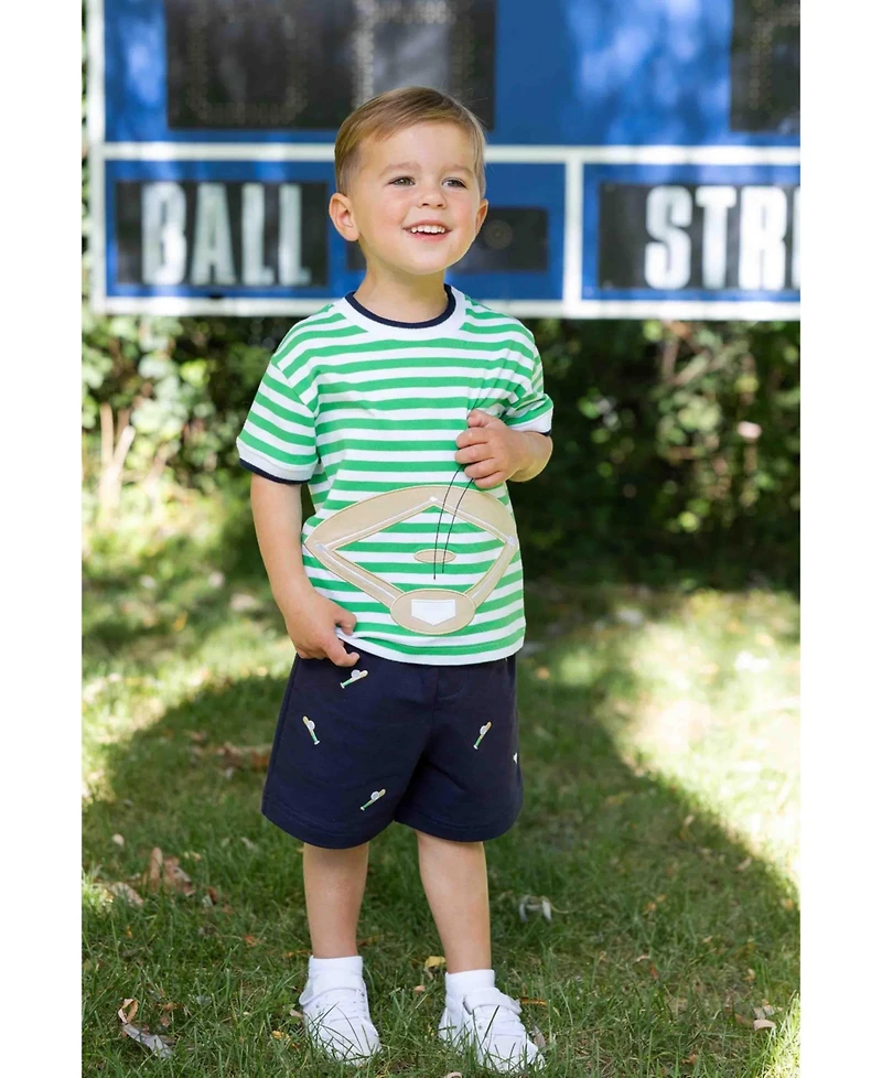 Florence Eiseman Little Boys Knit Short Set With Baseball Field