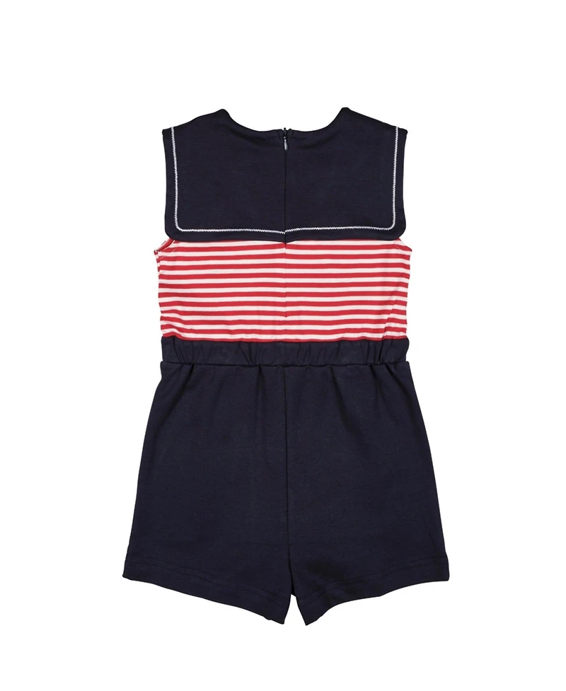 Florence Eiseman Toddler Girls Stripe Knit Shorts Romper With Sailor Collar