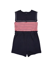 Florence Eiseman Toddler Girls Stripe Knit Shorts Romper With Sailor Collar