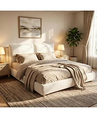 Streamdale Furniture Queen Size Upholstered Bed Frame With Removable Pillow Headboar