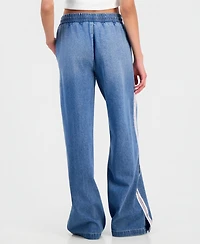 Madden Girl Juniors' Pull-On Side-Stripe Wide Leg Jeans