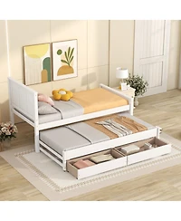Streamdale Furniture Twin Size Platform Bed with Trundle and Drawers