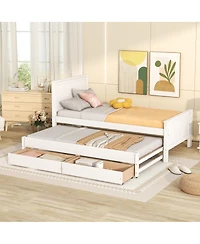 Streamdale Furniture Twin Size Platform Bed with Trundle and Drawers