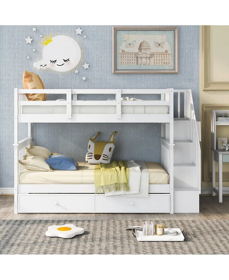Streamdale Furniture Twin-Over-Twin Stairway Bunk Bed with Trundle