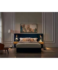 Streamdale Furniture Queen Size Velvet Wingback Platform Bed with Vertical Channel Tufted Headboard
