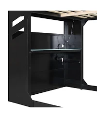 Streamdale Furniture Full Size Wood Loft Bed with Desk, Storage
