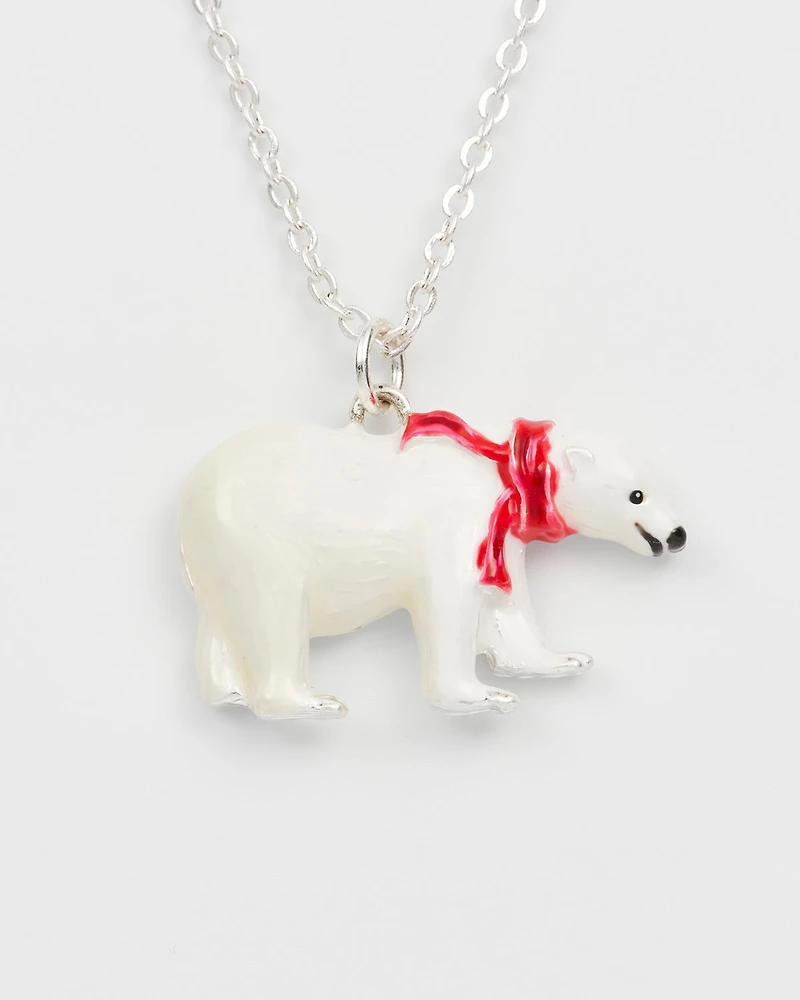 Fable England Cosy Polar Bear Silver-Plated Pendant Necklace