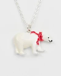 Fable England Cosy Polar Bear Silver-Plated Pendant Necklace