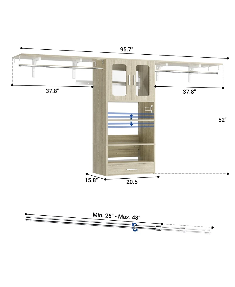 Aheaplus Laundry Room Storage Cabinet with Drying Rack and 2 Doors