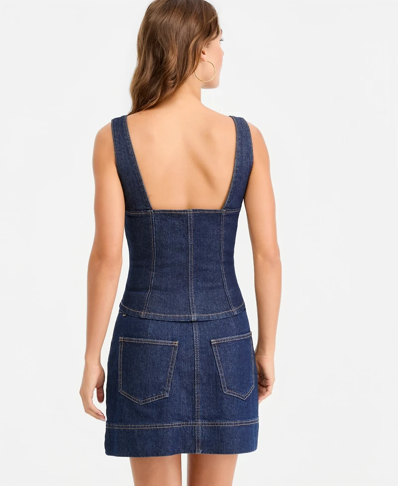 Bar Iii Women's Denim Zip Corset, Macy's Exclusive
