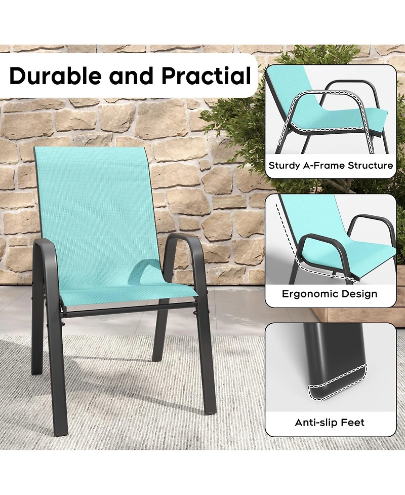 Streamdale Furniture 7-Piece Outdoor Patio Dining Set: Rectangular Metal Table and 6 Ergonomic Chairs