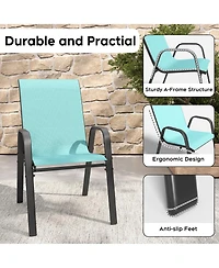 Streamdale Furniture 7-Piece Outdoor Patio Dining Set: Rectangular Metal Table and 6 Ergonomic Chairs