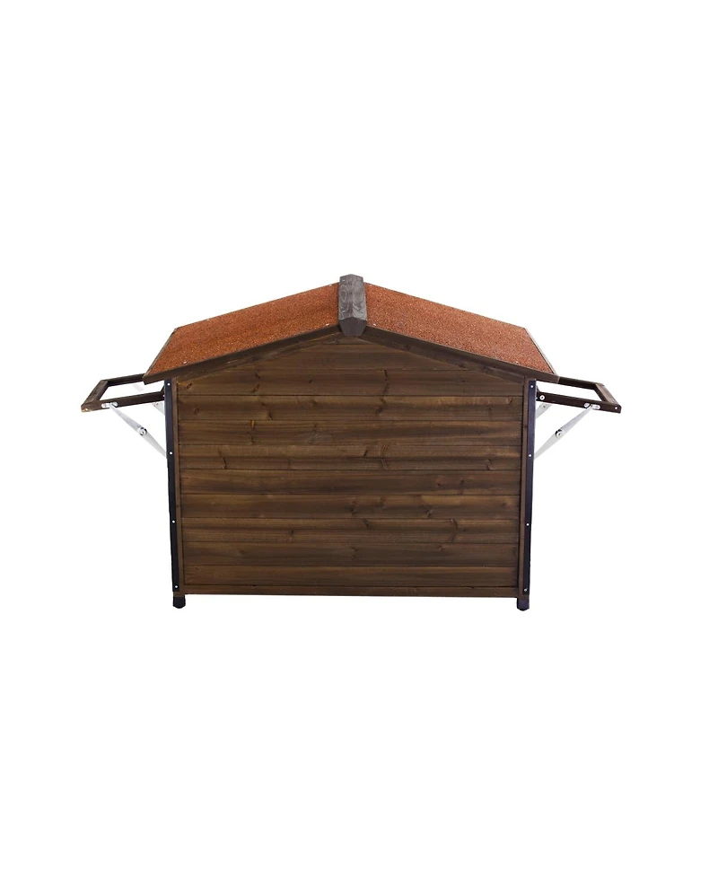Streamdale Furniture Large Wooden Cabin-Style Dog Kennel with Iron Frame