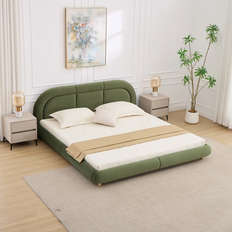 Streamdale Furniture Modern Curved Upholstered King Platform Bed
