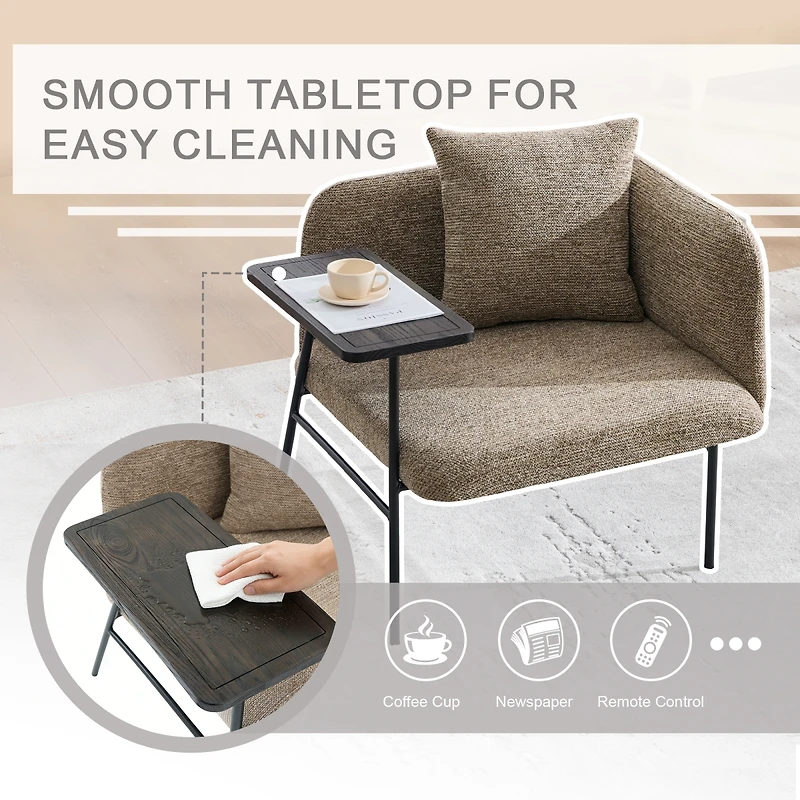 Streamdale Furniture Modern Upholstered Lounge Chair with Side Table and Storage Pockets