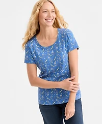 Style & Co Women's Printed Short-Sleeve Scoop-Neck Top, Macy's Exclusive