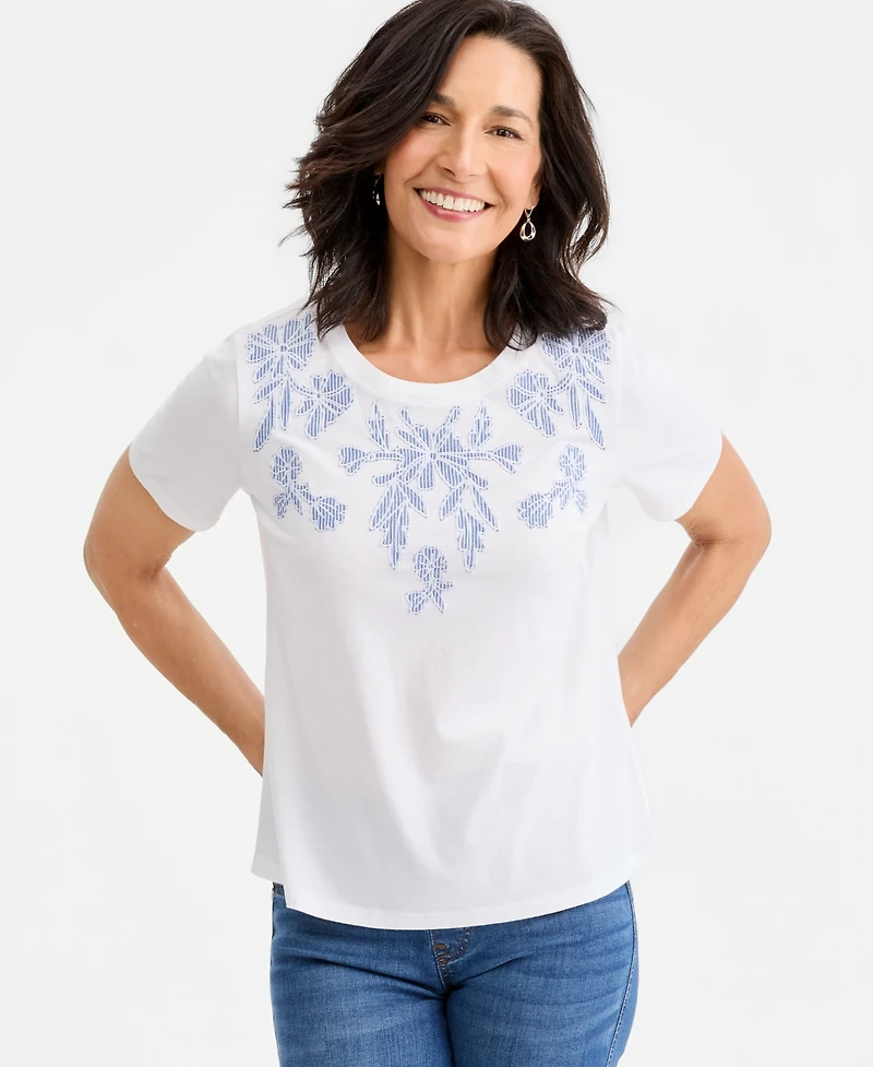 Style & Co Petite Short-Sleeve Scoop Neck Knit Top, Macy's Exclusive